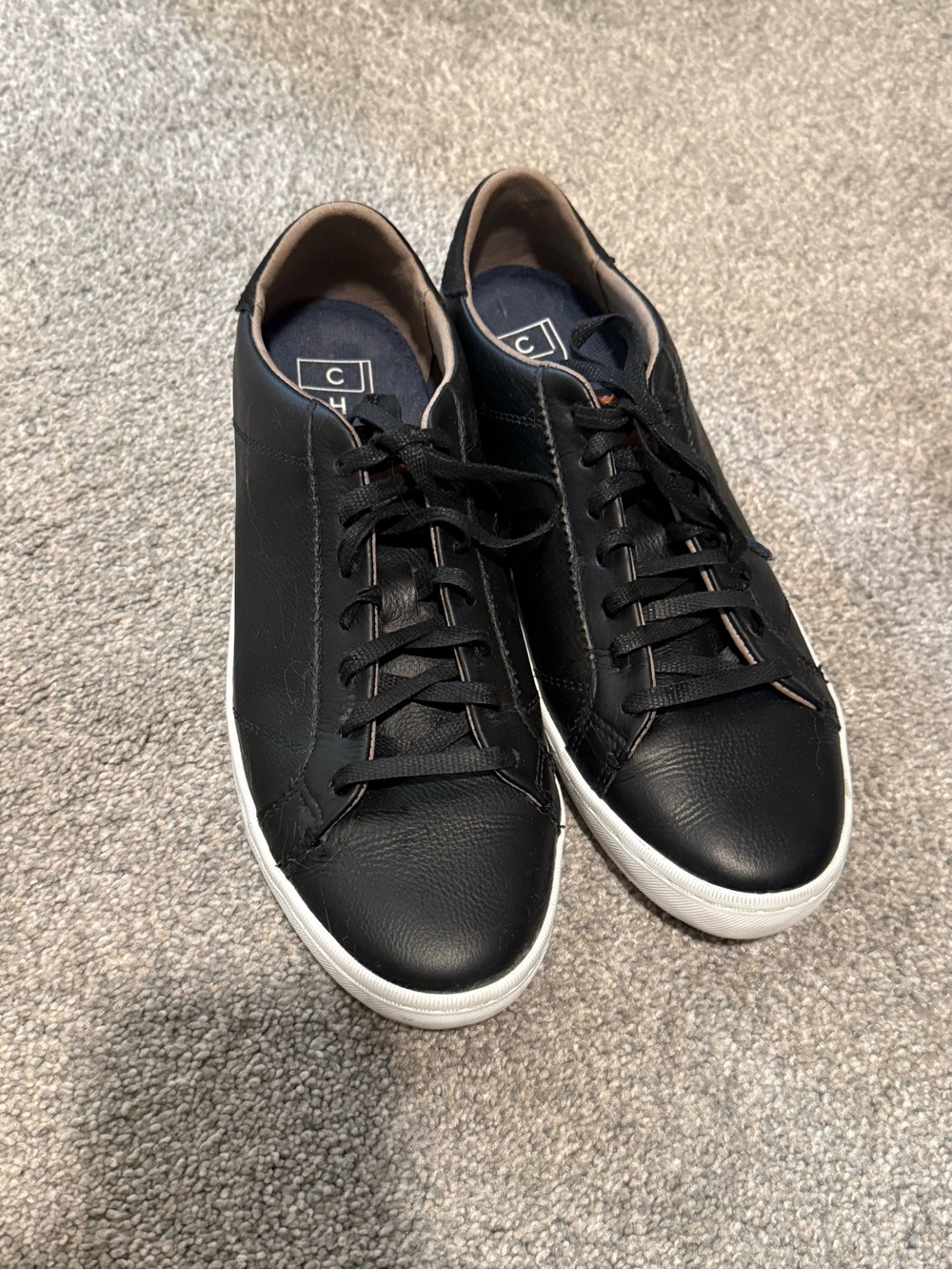Cole Haan Women’s Black Leather Low-Top Sneakers with White Sole